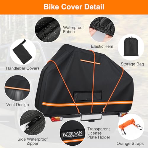 Upgraded XXL Bike Cover for 3 Bikes on Rack Waterproof Outdoor Storage