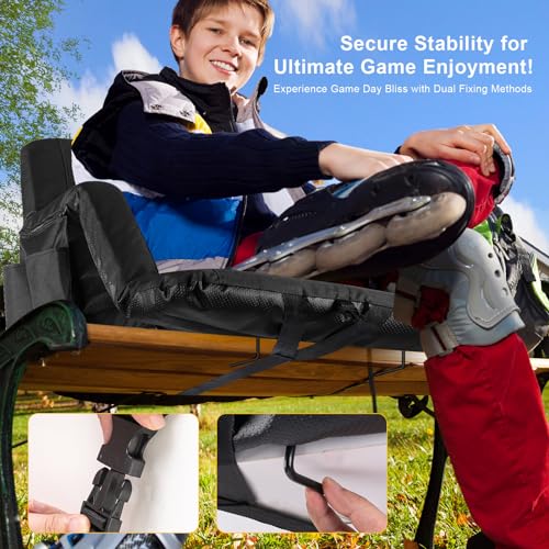Yeyeeyyee Extra Wide 25-Inch Stadium Bleacher Seat with Back Support & Cushion, Waterproof Folding Chair