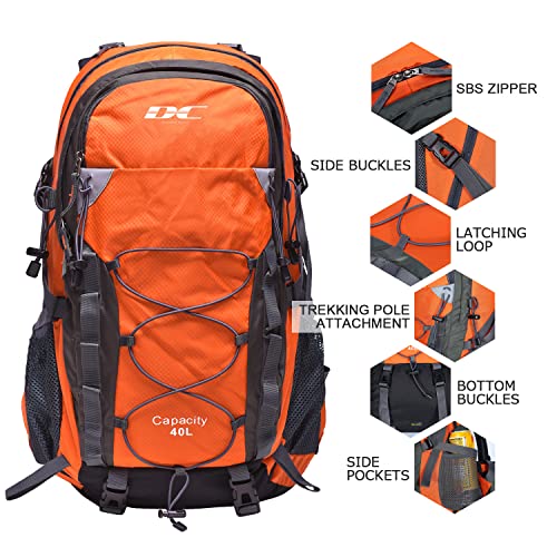 Diamond Candy Orange 40L Waterproof Hiking Backpack for Men and Women