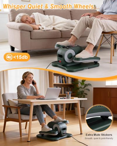 VIVURN Green Under Desk Elliptical Pedal Exerciser 12 Speeds for Seniors
