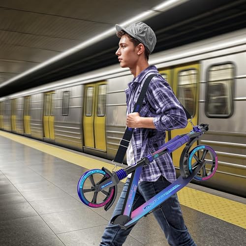 Outdoor Cruiser Foldable Kick Scooter for Kids Adults Blue & Black 8-Inch Wheels