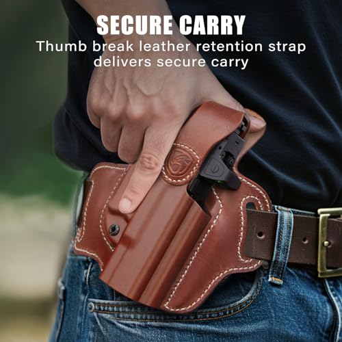 Tan Leather Hybrid OWB Holster for Glock 19X/23/32/44/45 - Right Hand