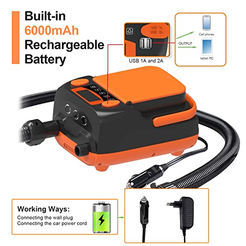 Rechargeable Electric SUP Pump 16PSI Portable Inflator/Deflator for Paddle Boards & Kayaks