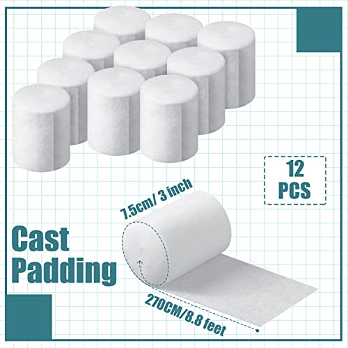 Nuanchu 3 Inch x 8.8 ft Medical Cotton Cast Padding Roll - 12 Pack