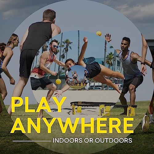 Spikeball Pro Tournament Kit Black & Yellow – Includes Upgraded Net, Spin Balls, Pump & Backpack