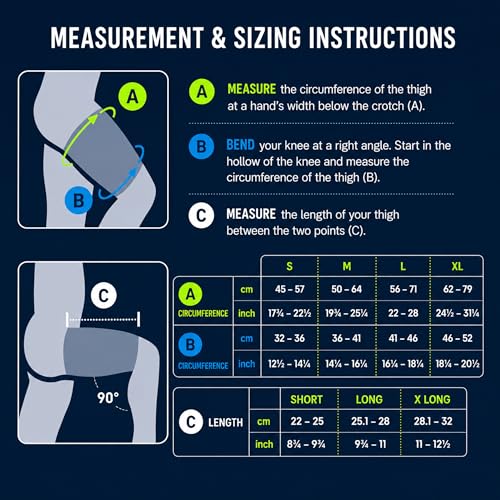 Bauerfeind Sports Compression Thigh Sleeves - Black, Medium/Long, 1 Pair