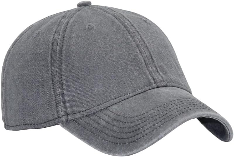 Vintage Washed Cotton Baseball Cap - Adjustable Unstructured Dad Hat Grey, M/L/XL, For Men & Women
