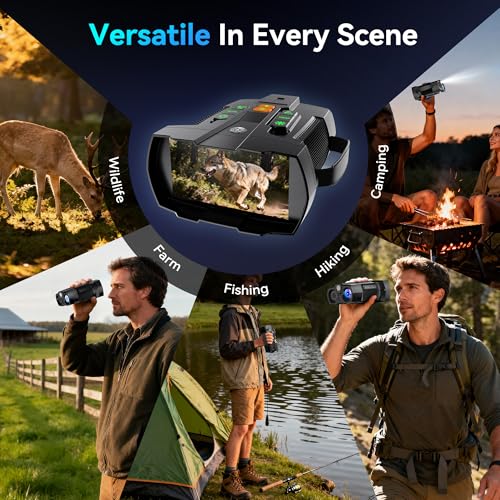 XOOIOOY 4K Night Vision Binoculars with 4.5" HD Screen, 10X Zoom, IR, 5000mAh Battery