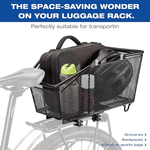 Large Capacity Bicycle Rear Rack Basket with Quick Release, Waterproof Cover & Cargo Net
