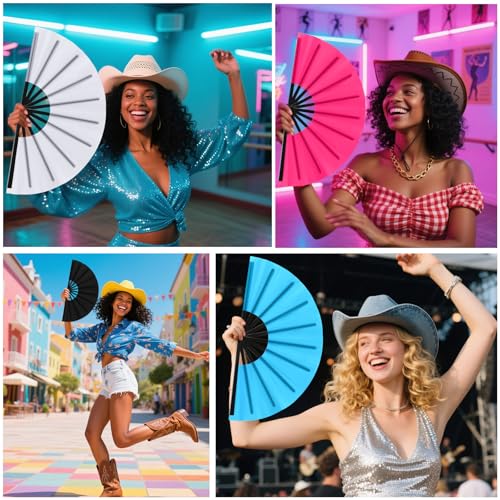 Blulu 13 Inch Large Folding Fans for Line Dancing - Classic Color, 48 Pack - Model B13C48