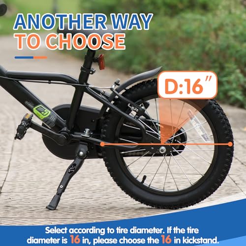 Kids Bike Kickstand for 16-20 Inch Bicycles Adjustable Aluminum Support Black