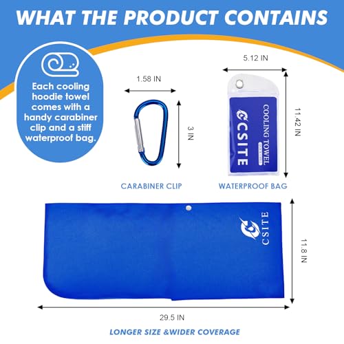 Cooling Hoodie Towels for Neck and Face - Gray/Light Blue/Royal Blue, UPF 50 Sun Protection, Instant Cooling, Soft Breathable Sports Towels