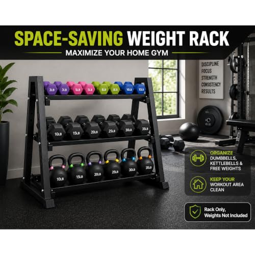 Heavy Duty 3-Tier Dumbbell Rack Stand for Home Gym Storage, 1300 lb Capacity