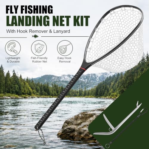 Carbon Fiber Fly Fishing Net with 37.3-Inch Handle, Floating Trout Landing Net
