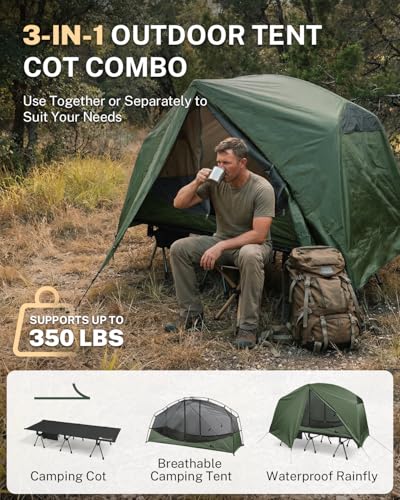 Gonex 31.5-Inch Wide Camping Tent Cot - Army Green, Portable & Adjustable