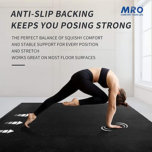 MRO Extra Large Black Yoga Mat 6x4 ft, 9mm Thick Non-Slip Exercise Mat