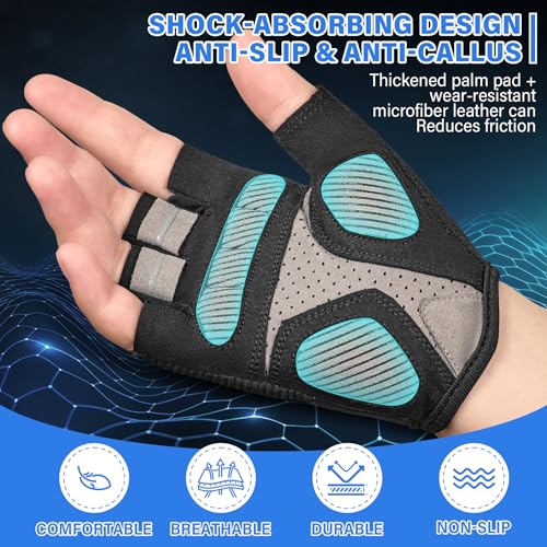Kids Cycling Gloves for Boys and Girls, Half-Finger Padded Glove, Black, Large