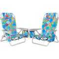 Romswi Tropical Print 2-Pack Aluminum Folding Beach Chairs with Cooler & Cup Holder