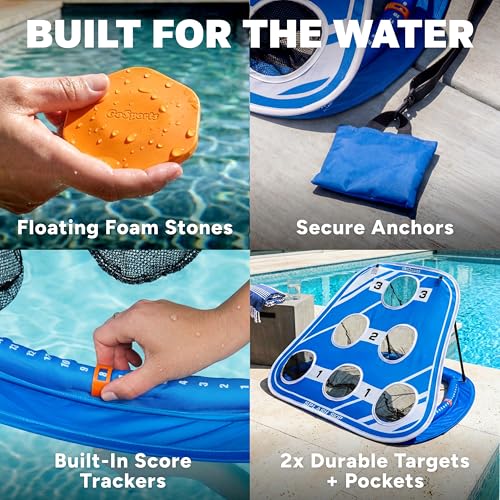 GoSports Splash Skip Versus Floating Pool Cornhole Game with 2 Targets - Water Toss Game for Adults & Family