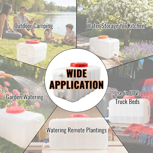 Portable Water Storage Tank 80L/21 Gallon Rectangular Outdoor Water Container - Translucent White