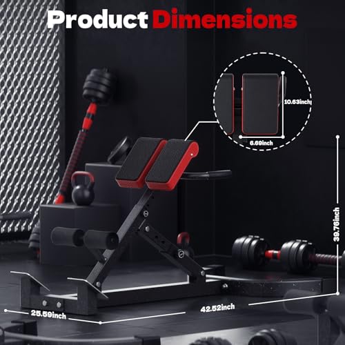 Roman Chair Foldable Hyperextension Bench - Black, 500LB Capacity for Home Gym
