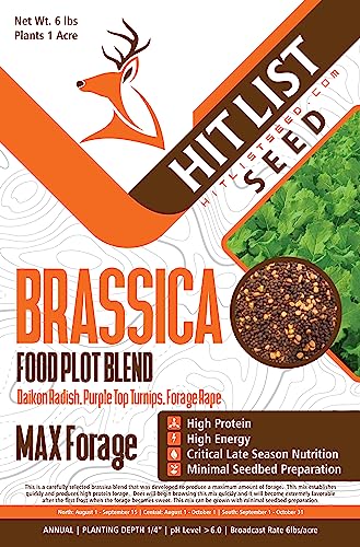Hit List Seed Brassica Food Plot Seeds for Deer - 1 Acre (6 lbs) Annual Mix