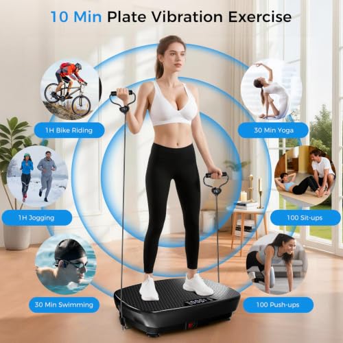 Large Black Vibration Plate Exercise Machine for Full Body Toning & Lymphatic Drainage