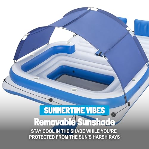 Bestway CoolerZ Tropical Breeze Large Inflatable Party Island with Sunshade & Cooler - White/Blue