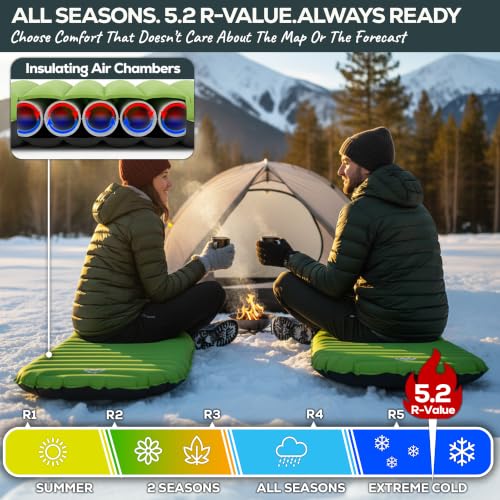 Ultralight Camping Sleeping Pad - ApolloAir Large Inflatable Mattress with R-Value 5.2