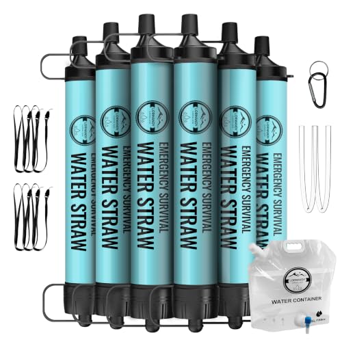 Lormandy Blue 6-Pack Personal Water Filter Straws - Portable Hydration System