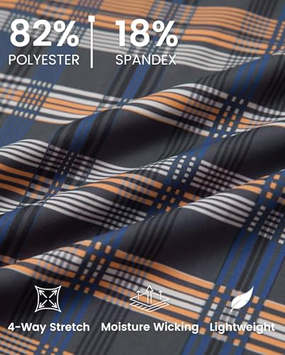 Men's Quarter Zip Golf Pullover - Dry Fit Long Sleeve Performance Wicking Full Print XX-Large Blue White Yellow Plaid