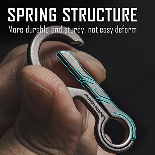 KeyUnity KM01 Titanium Keychain Clip with Bottle Opener - Sandblasted