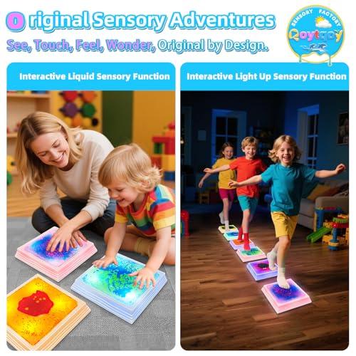 Kids Glow-In-The-Dark Sensory Stepping Stones Set - Non-Slip Indoor & Outdoor Balance Toys for Toddler Development