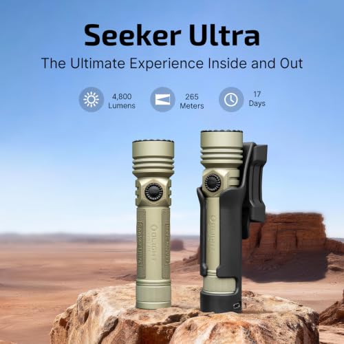 OLIGHT Seeker Ultra Rechargeable EDC Flashlight Olive Green - 4,800 Lumens, Waterproof, Dual Charging