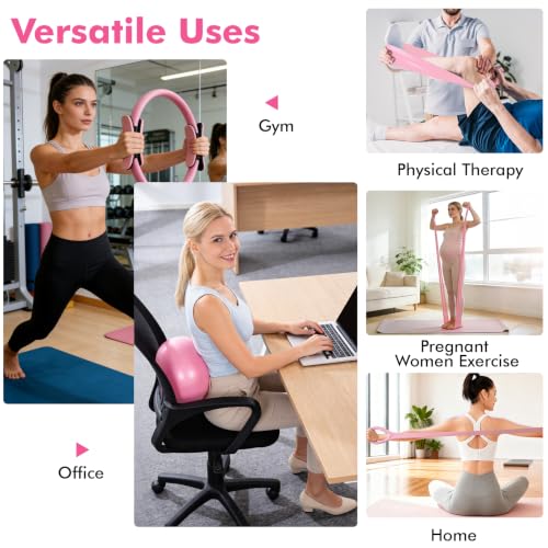 Pink Pilates Equipment Kit for Women, 19 Pieces Home Workout Set