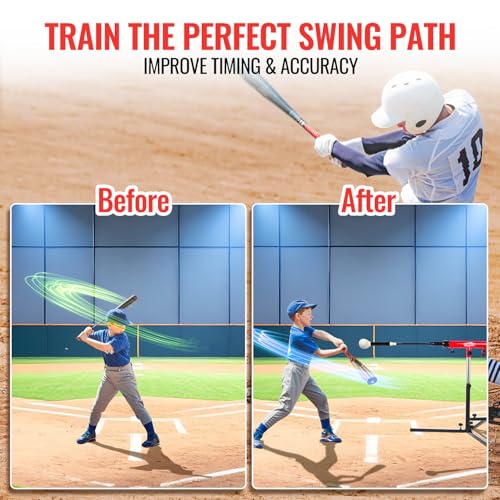 Youth Baseball & Softball Swing Trainer with Auto Reset & Adjustable Height