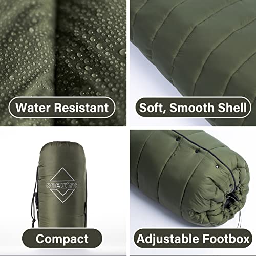 Onewind Deluxe Od Green 35°F-50°F Camping Top Quilt with Footbox, Lightweight & Portable