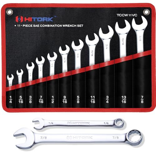 11-Piece SAE Wrench Set with Roll Pouch - Drop Forged Cr-V Steel, Chrome Finish