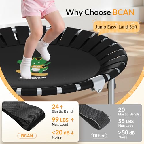 BCAN Kids 36'' Indoor Toddler Trampoline with Foam Handle - Black