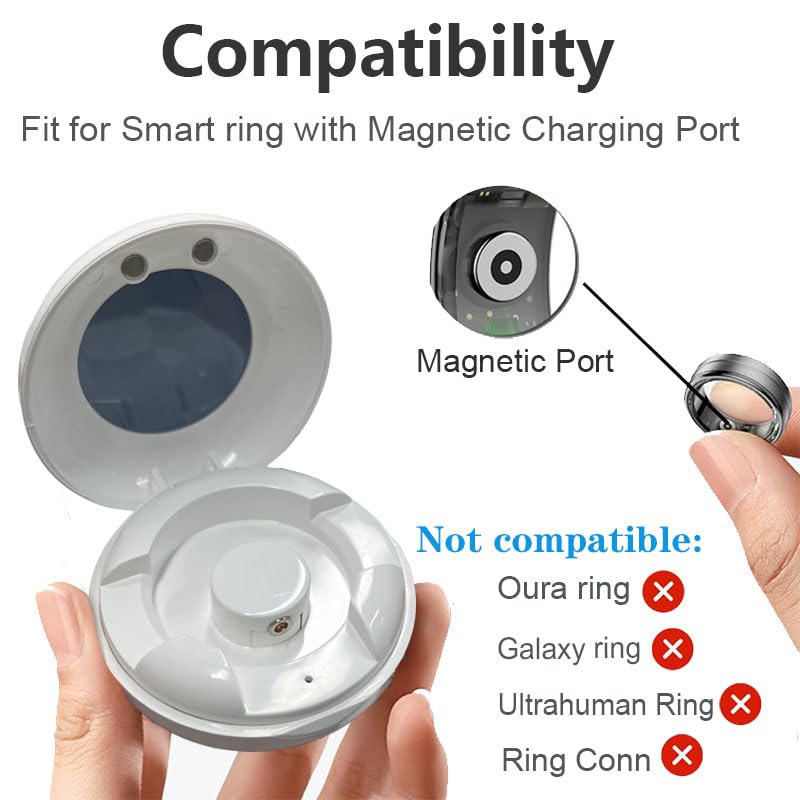 Xininyia For R02 R03 R06 R08 R09 R10 R11 R11M SR11M R12 BJ02 SRC01 SRC10 Smart Ring Charger Charging Case Portable Magnetic Charging box(Not Wireless Charging!)