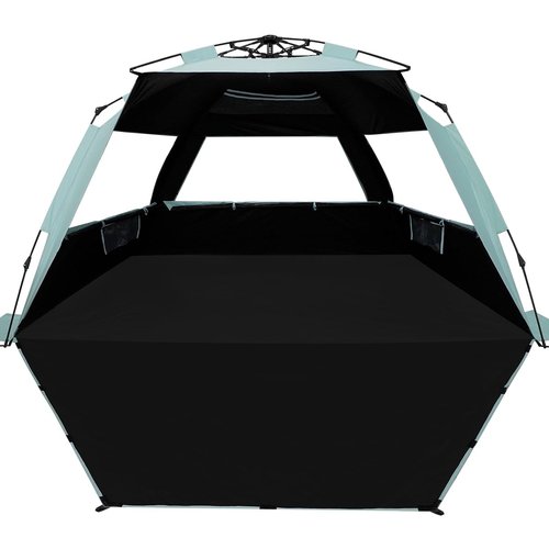 WhiteFang XL Pop Up Beach Tent Sun Shade Shelter for 3-4 Person with Blackout Shelter, UV Protection, Extendable Floor with 3 Ventilating Windows Plus Carrying Bag, Stakes, and Guy Lines (Mint Green)