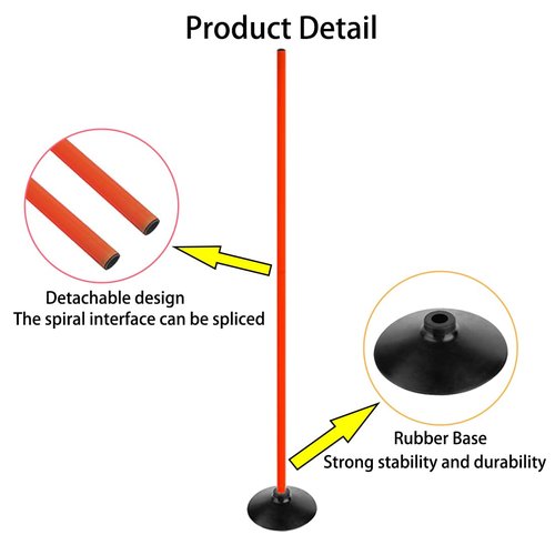 ASENVER Soccer Basketball Training Poles Detachable Agility Poles Training Equipment, Slalom Drill Speed Training Pole (6 FT Pack of 6, Orange)