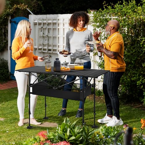 Adjustable Camping Table with Storage - Lightweight Foldable Outdoor Dining