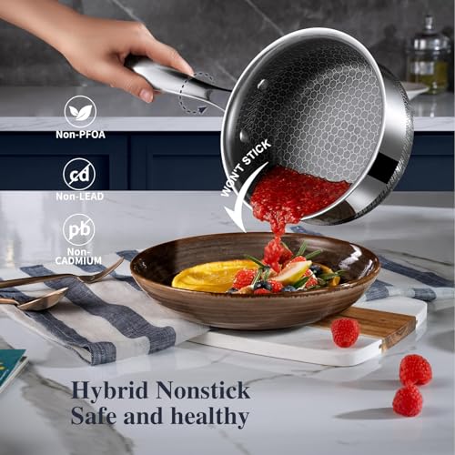 Useluck Silver Hybrid Nonstick Pot Set with Lid, 1.5/2 Qt Saucepan & 5 Qt Stock Pot