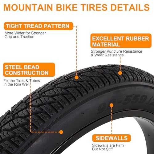 RUHUO 2-Pack 26x4.0 Fat Bike Tires & Tubes Set - Black, Off-Road & E-Bike