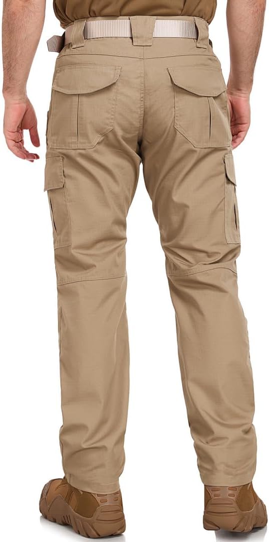 Skiennix Men's Tactical Cargo Pants - Water Resistant, Breathable, 8 Pockets, Elastic Waist