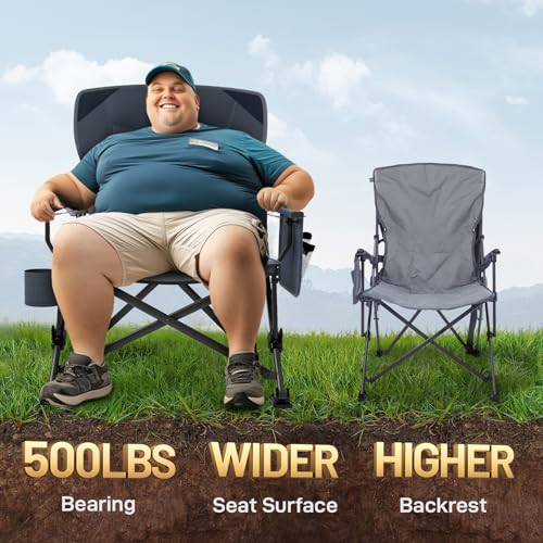 Ever Advanced Oversized Folding Camping Chair Grey Classic - Heavy Duty Support 500lbs