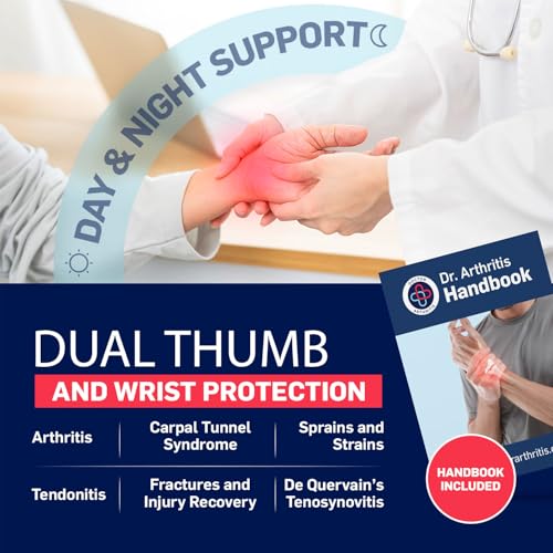 Wrist Support Brace with Thumb Splint for Carpal Tunnel & Tendonitis - Right Hand, Small/Medium, Black - Variation M/L
