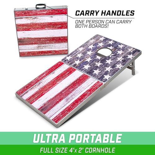 GoSports LED America Cornhole Board Set - Regulation Size Portable Outdoor Game with Lights, Includes 8 Bean Bags