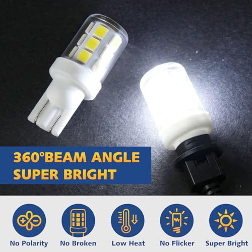 906 T10 Wedge Base Marine LED Boat Light Bulb 12-24V 6000K 2 Pack